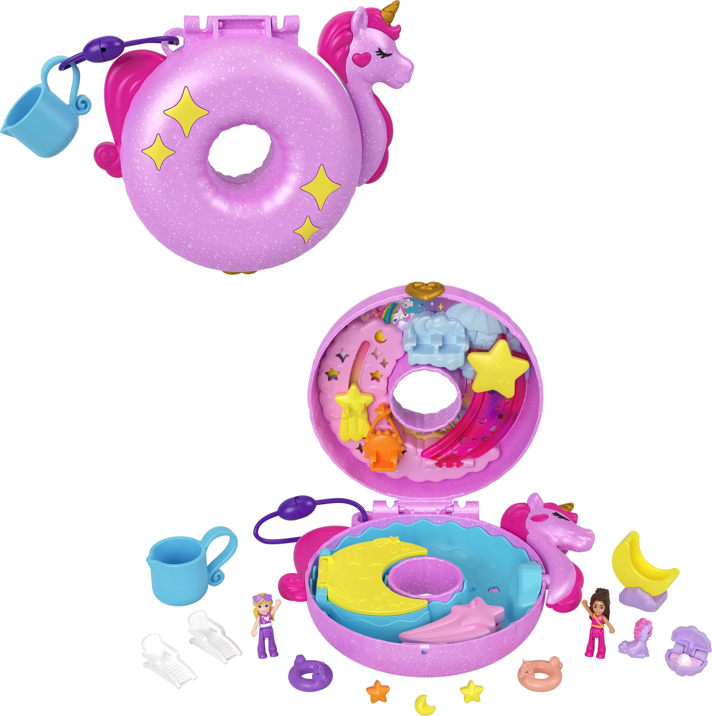 Polly Pocket Sparkle Cove Adventure Unicorn Floatie Compact Playset