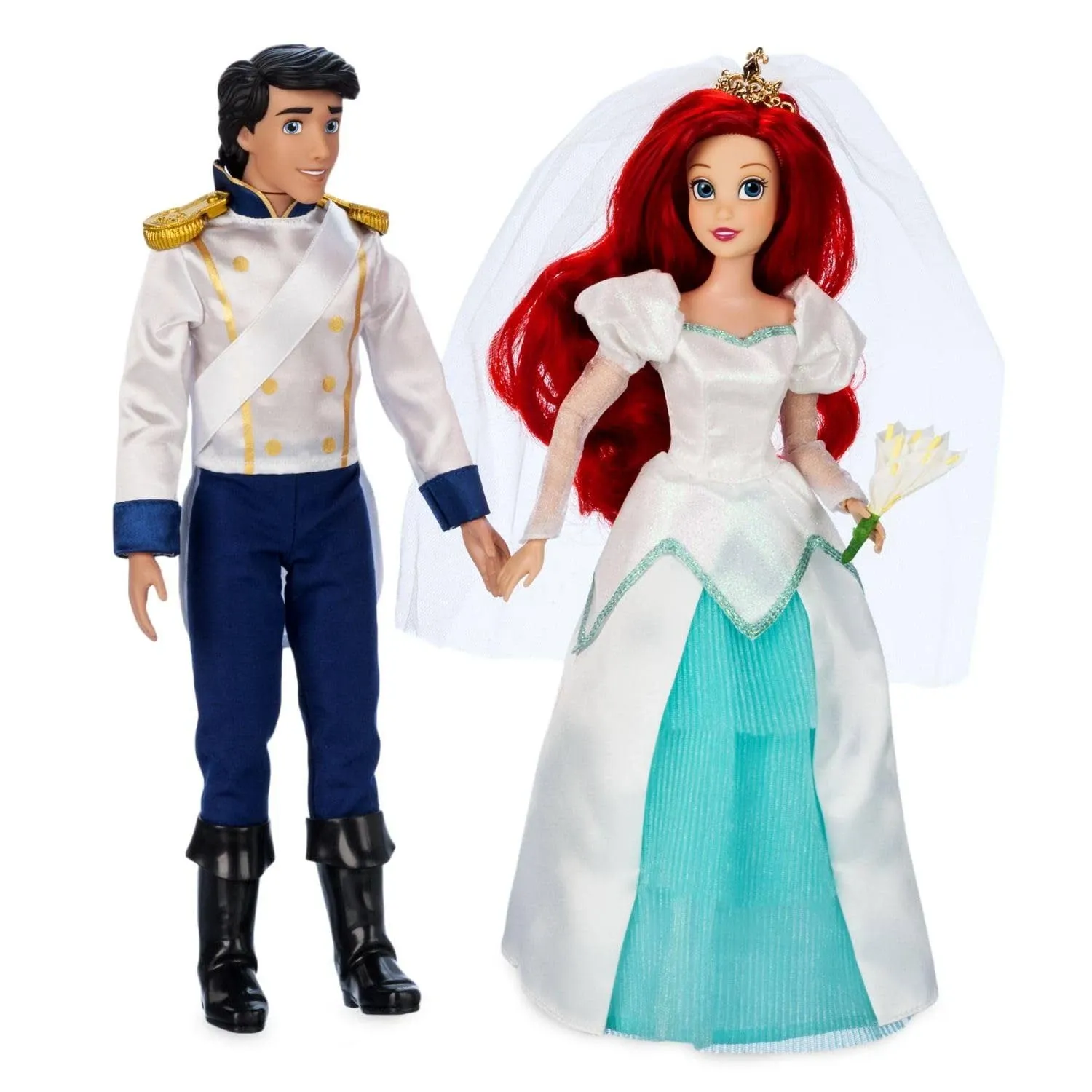 Disney The Little Mermaid Ariel and Prince Eric Wedding Doll Set New Toy Gift