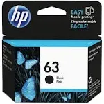 HP 63 Black Ink Cartridge | Works with HP DeskJet 1112, 2130, 3630 Series; HP ENVY 4510, 4520 Series; HP OfficeJet 3830, 4650, 5200 Series | Eligible for Instant Ink | F6U62AN