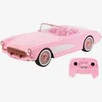 Hot Wheels RC Barbie Corvette, Battery-Operated Remote-Control Toy Car from Barbie The Movie, Holds 2 Barbie Dolls, Trunk Opens for Storage