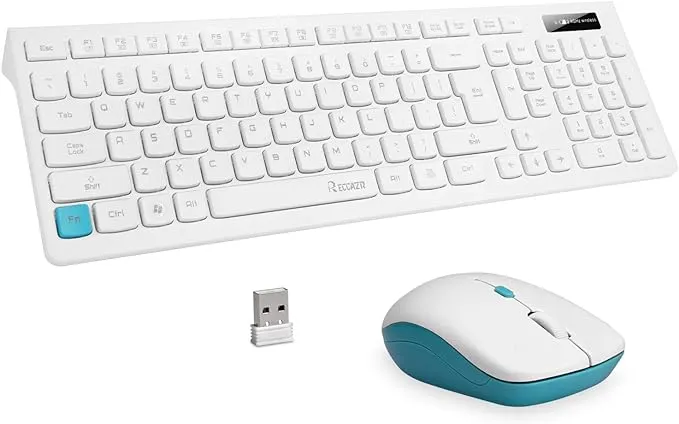 Wireless Keyboard and Mouse Combo, RECCAZR WC500 Office 2.4ghz Wireless USB Mouse Keyboard and Mouse Set for PC and Mac (White)