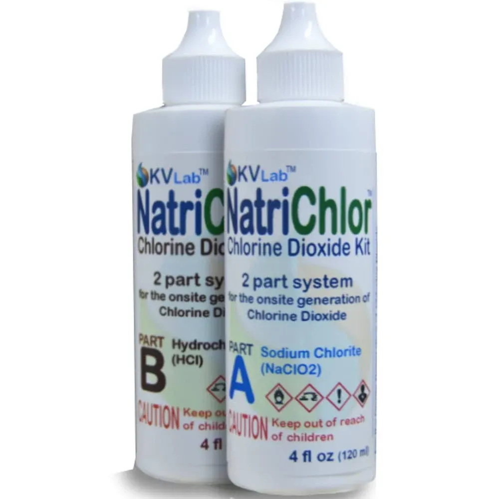 NatriChlor Chlorine Dioxide w/Accu-Drop Bottles HCL Extra Large Size (8 oz Total)