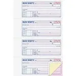 Adams Receipt Book, 7 5/8 x 11, Three-Part Carbonless, 100 Forms