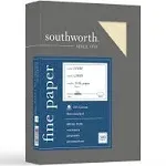 Southworth&#174; 25% Cotton Linen Business Paper, 24 lb Bond Weight, 8.5 x 11, Ivory, 500/Ream ;