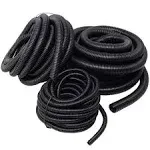 (1/4" X 20 ft) (1/2" X 20 ft) (3/4" X 20 ft) Assorted Split Wire Loom Flex-Guard Convoluted Tubing – Protective Split Cable Sleeves/Conduit – Black