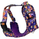 X-Small Purple Dog Harness, No Pull No Escape Dog Harness Padded Front Clip Harness for Extra Small Dogs (Purple Poppies, X-Small (Girth 12-18"))