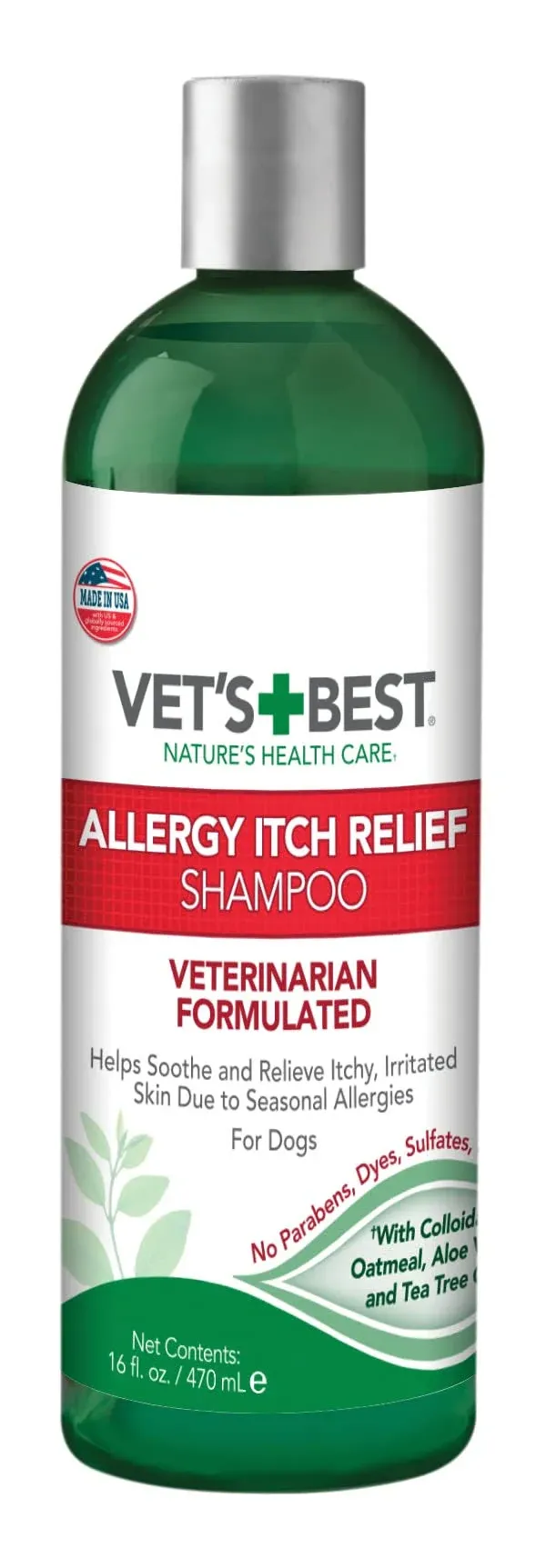 Vet&#039;s Best Allergy Itch Relief Dog Shampoo Cleans &amp; Relieves Discomfort, 16 Oz