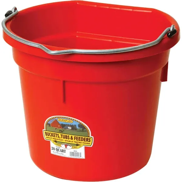 Little Giant 20 Quart Flat Back Plastic Bucket Green