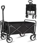 Foldable Wagon Beach Cart W/ Adjustable Handle Large Capacity Shopping Black New