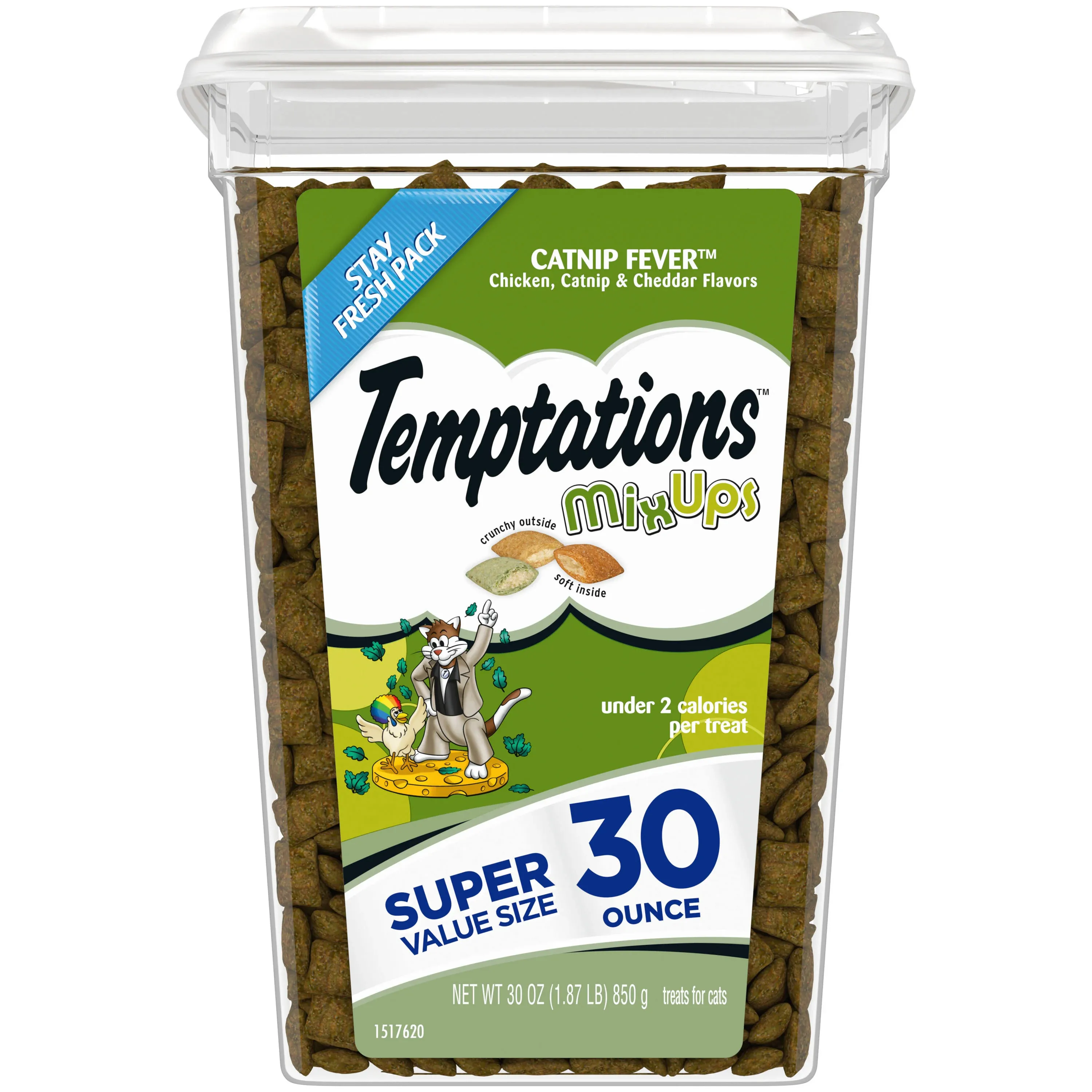 Temptations MixUps Crunchy & Soft Adult Cat Treats Catnip Fever 30-oz