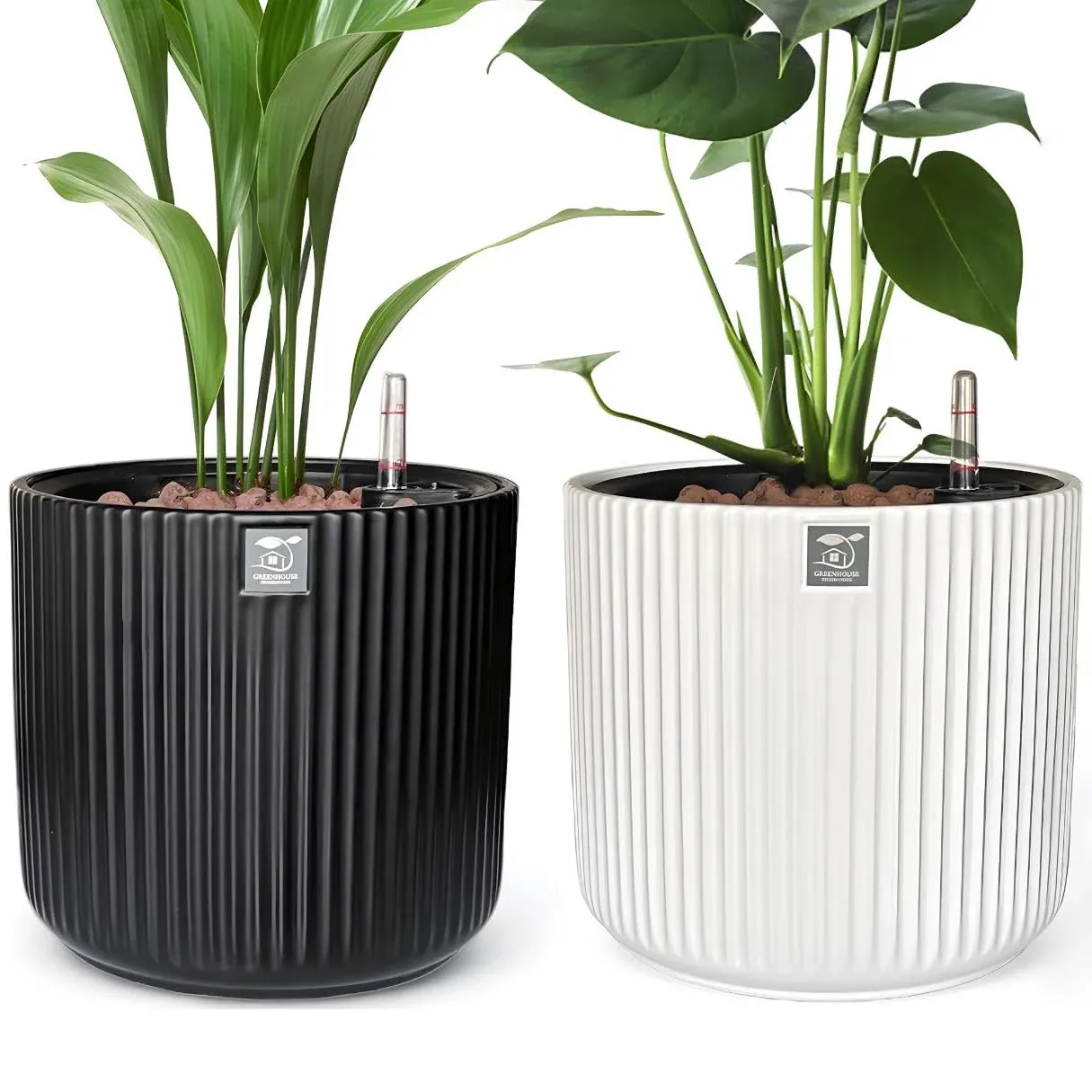 - Ceramic Self-Watering Plant Pot (2-Pack) - Water Level Indicator - Large 9 Inc