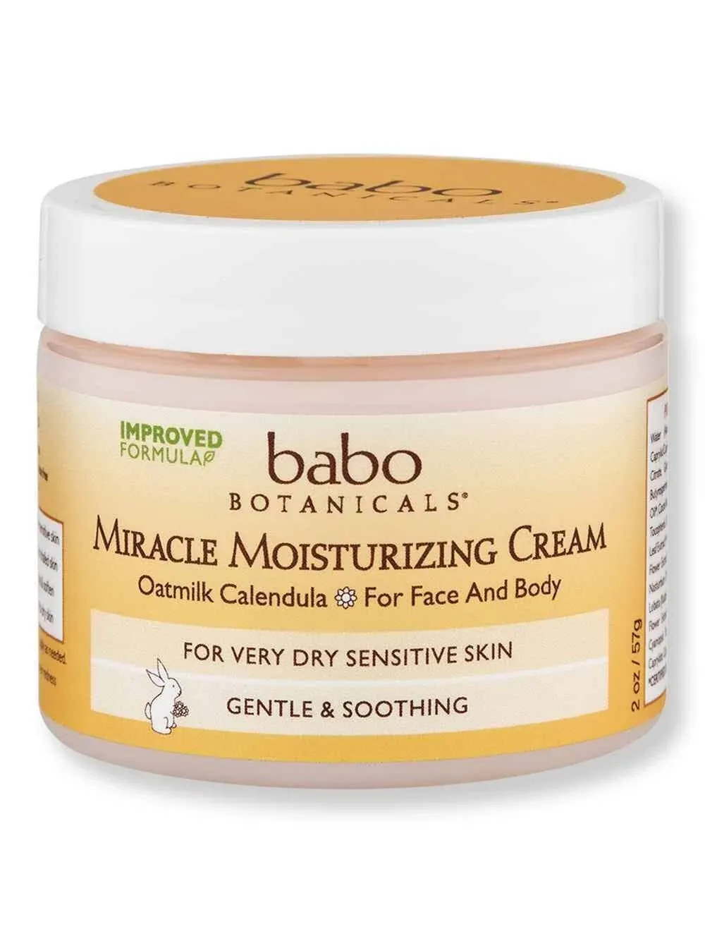 Babo Botanicals Miracle Moisturizing Baby Cream, 2 Fluid Ounce, Best Face Cream With Natural Colloidal Oatmeal for Eczema, Dry and Sensitive skin.