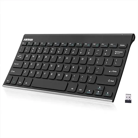 Arteck 2.4G Wireless Keyboard Wireless Lightweight Full Size Media Function Hotk