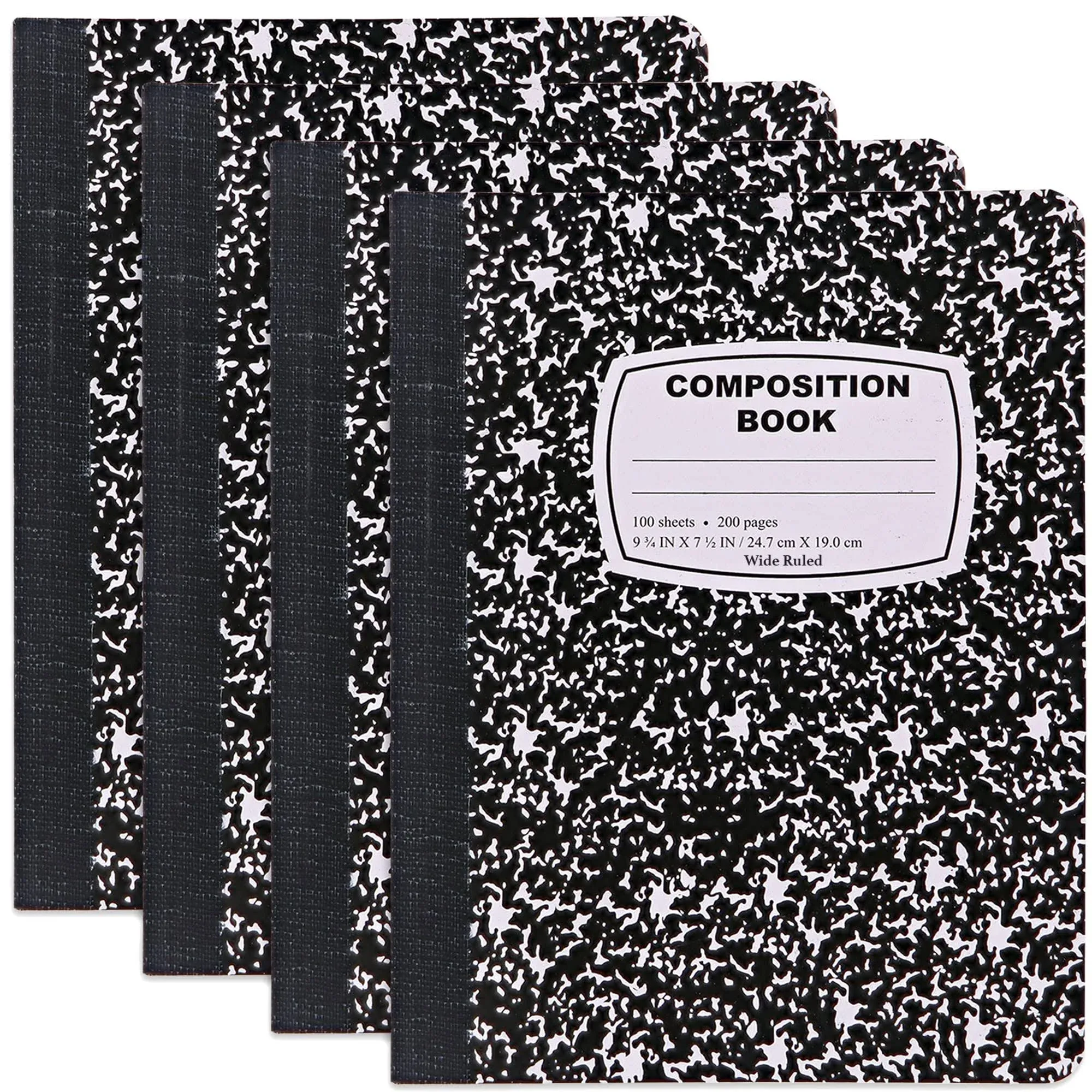 Marble Composition Notebook Wide Ruled Black And White Composition Books 100 She