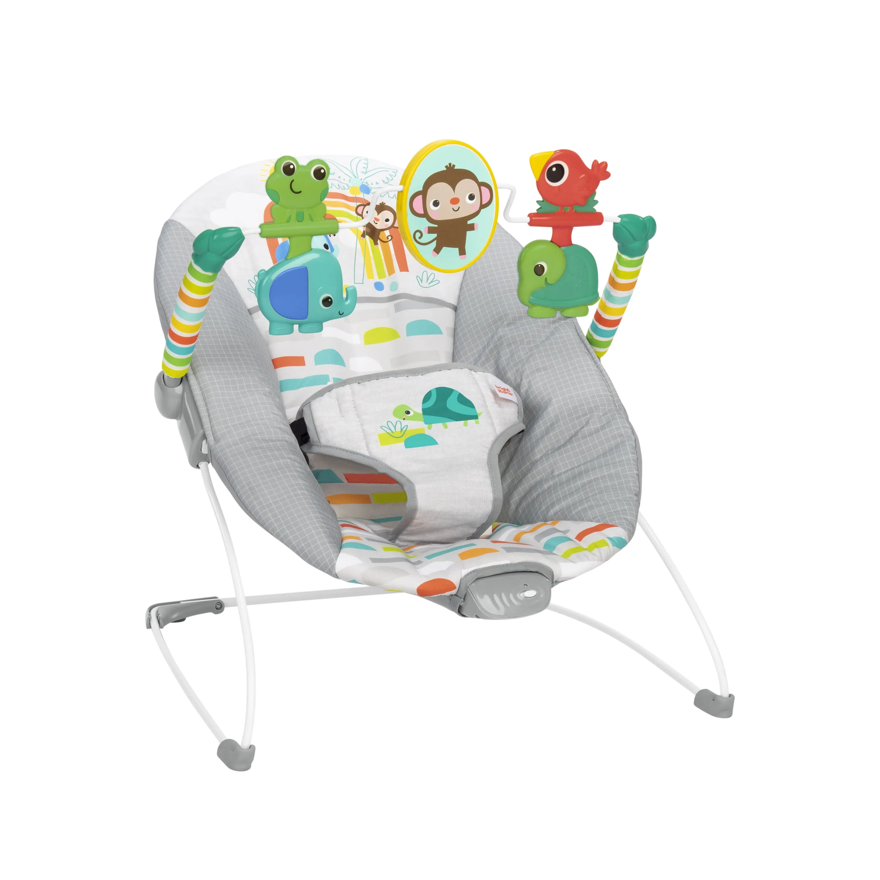 Bright Starts Playful Paradise Asiento cómodo para bebé con vibración relajante y juguetes